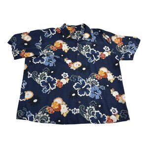 Tommy‎ Bahama Floral AOP 100% Silk Casual Button Up Shirt Adult 2XL